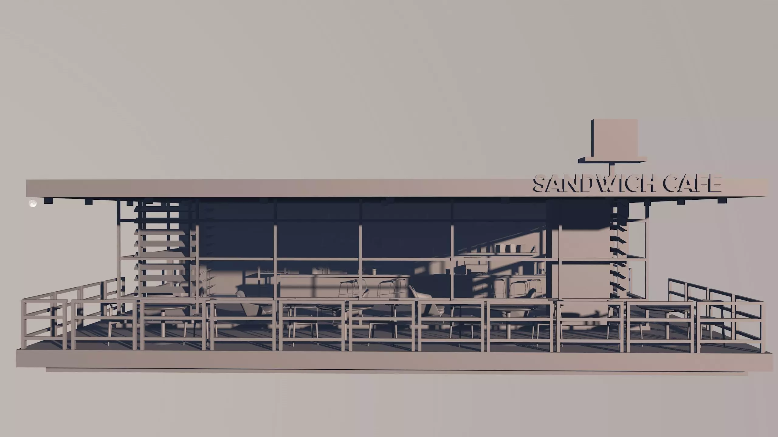 Coffee Shop Cafe 3d Model  Low-poly 3D model_0