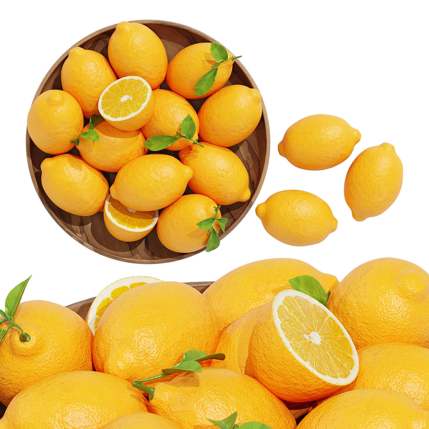 Lemons Low-poly 3D model_1