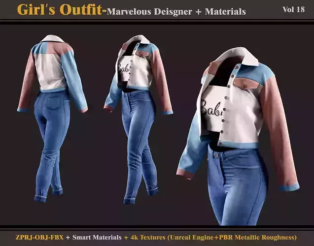 Girl Outfit- MDClo3d - Smart Material - Textures- OBJ - FBX
