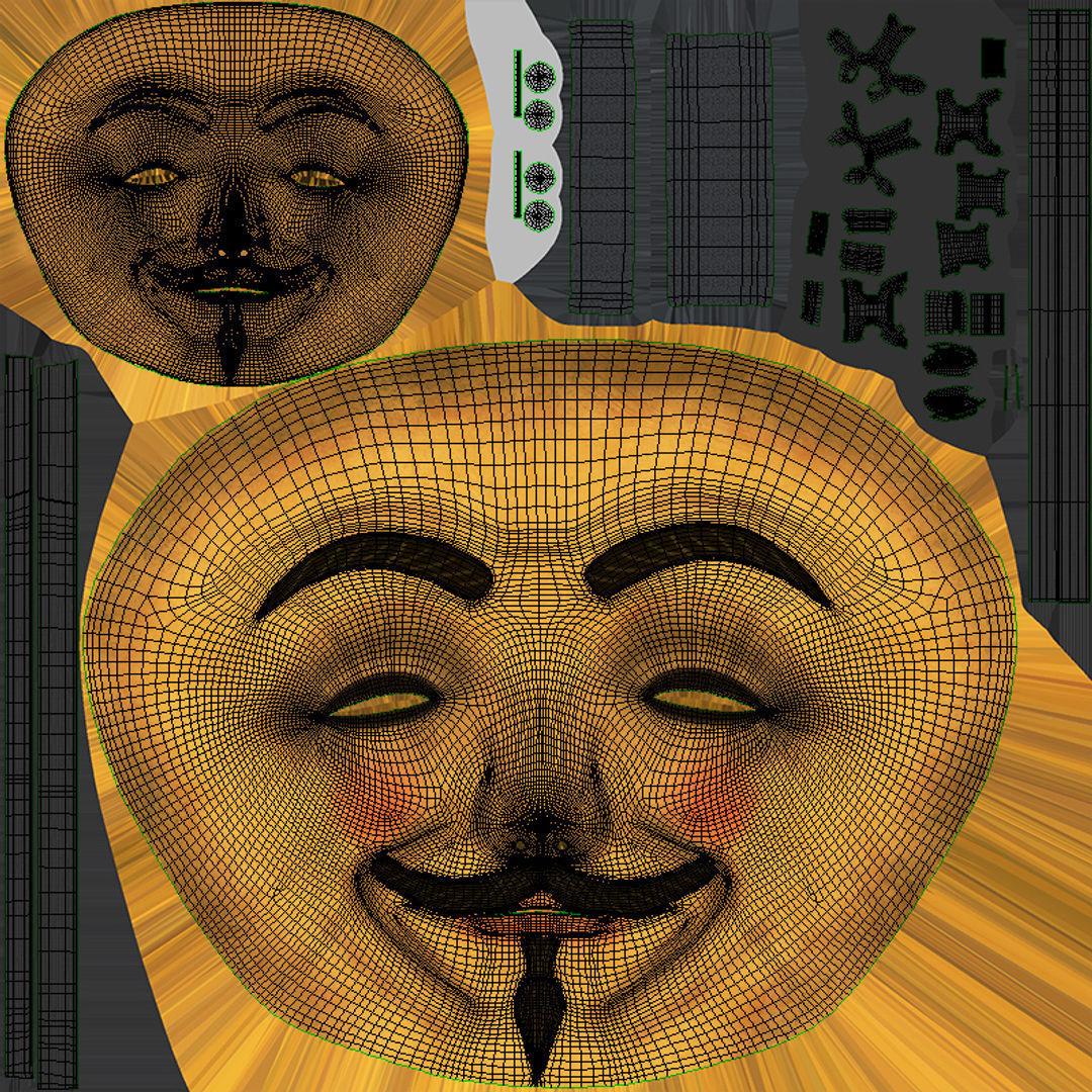 V For Vendetta - Golden Style Low-poly 3D model_5