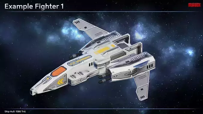 Spaceship Fighter and Corvette Construction Kit Low-poly 3D model