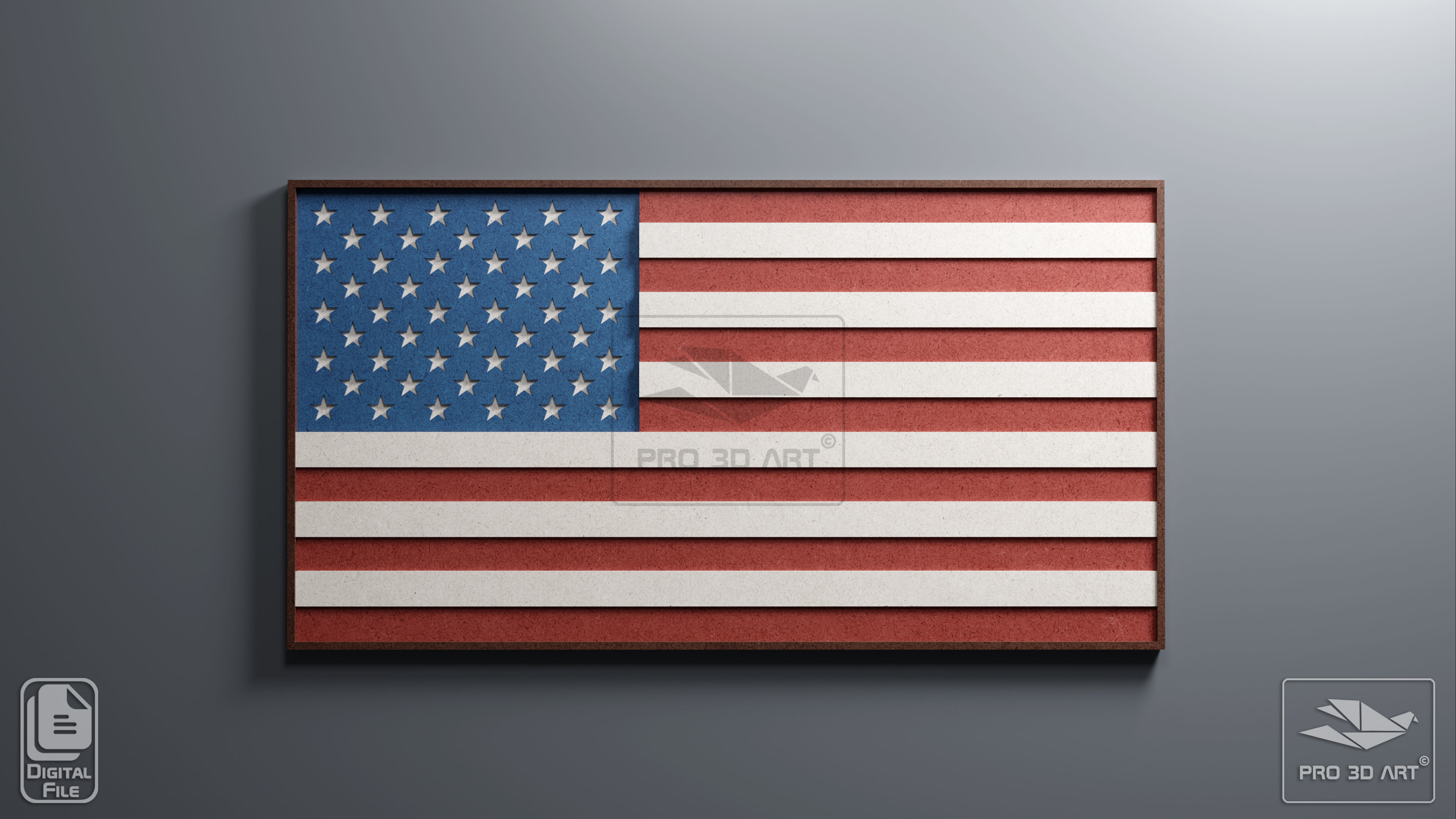 USA Flag - Multilayer Laser Cutting Files 3D model_1