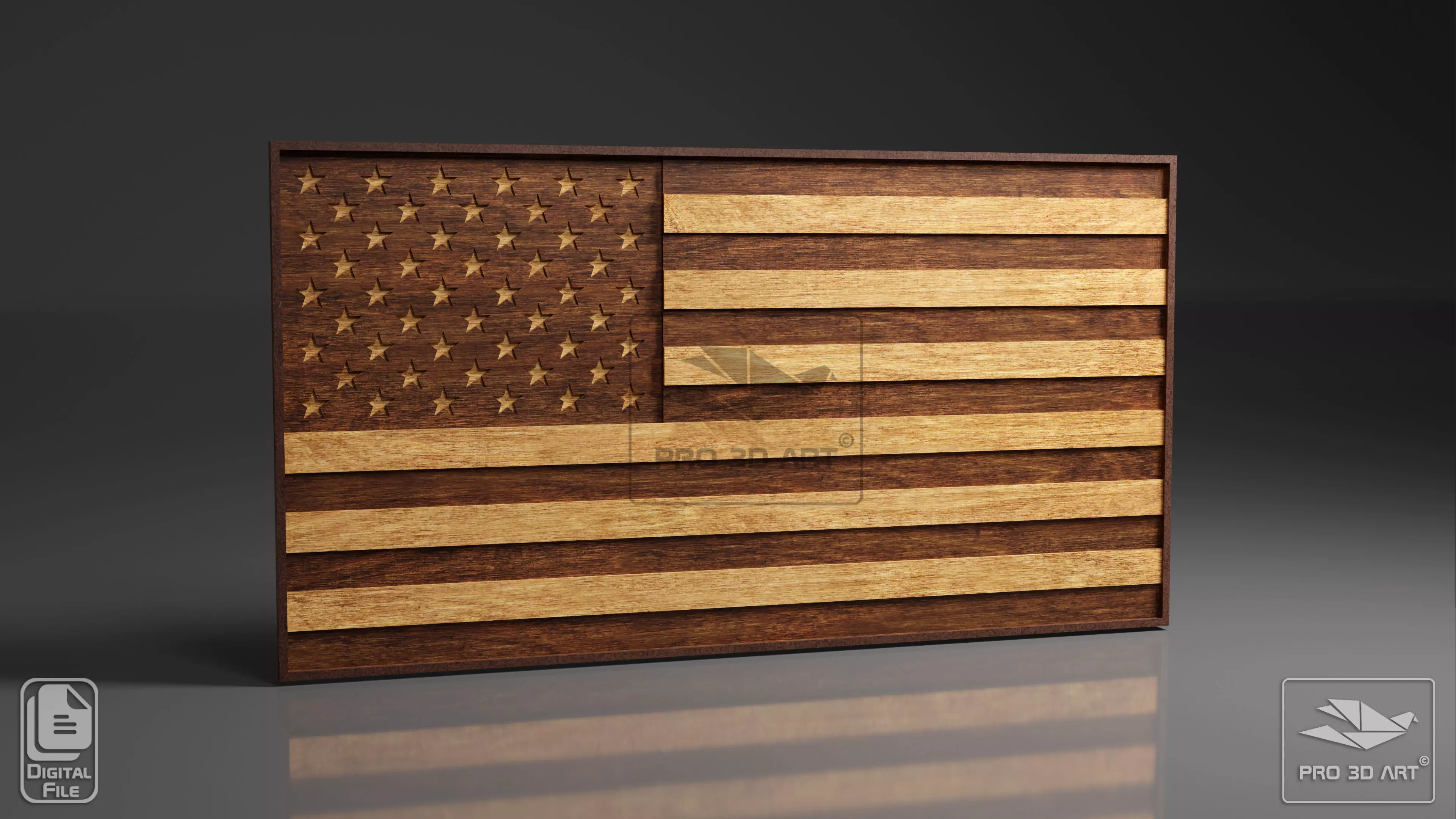 USA Flag - Multilayer Laser Cutting Files 3D model_0