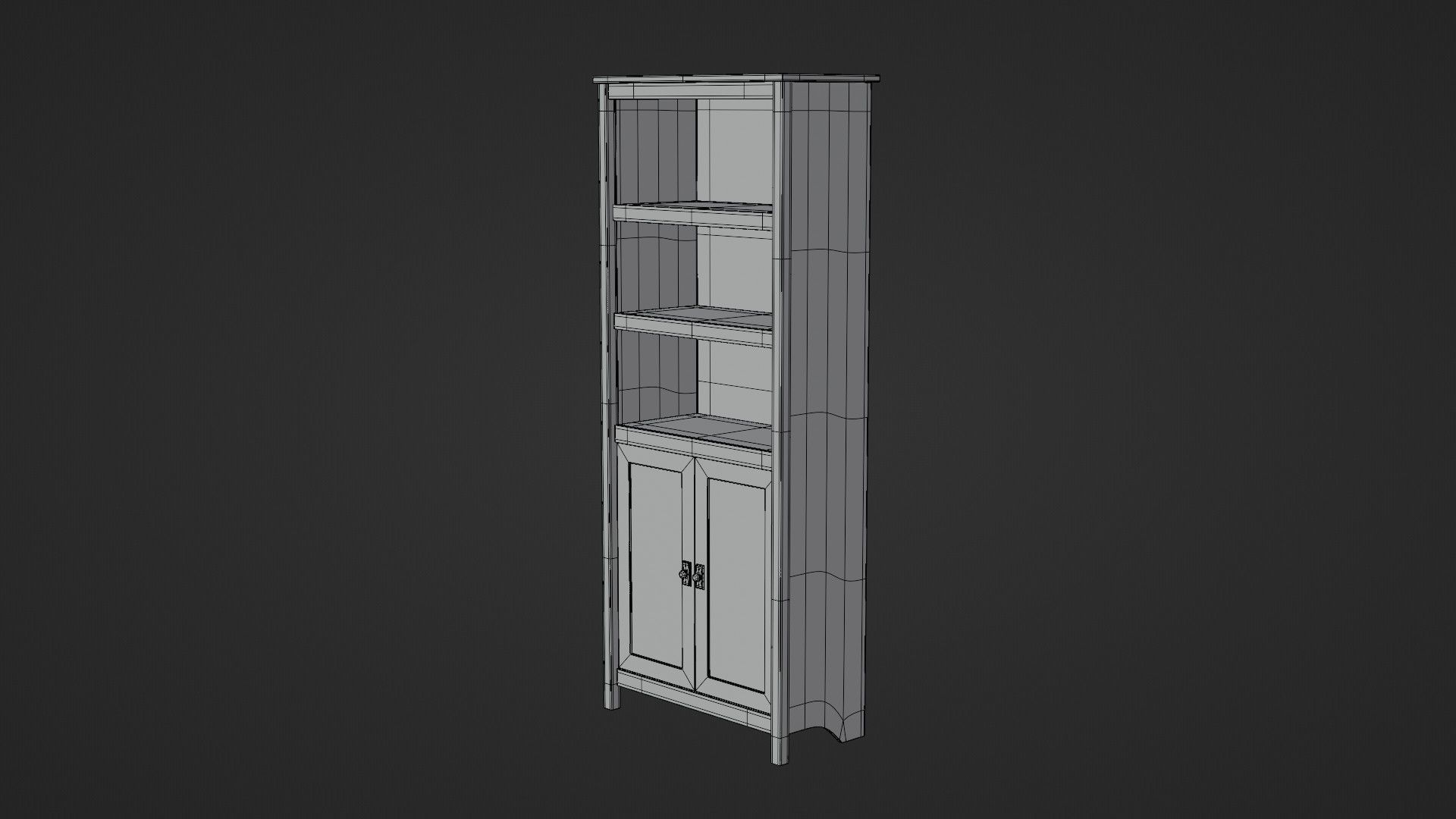 Cottage Style 3 Shelf Bookcase 3D model_1