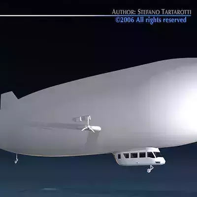 Zeppelin airship flying in sky 3D model