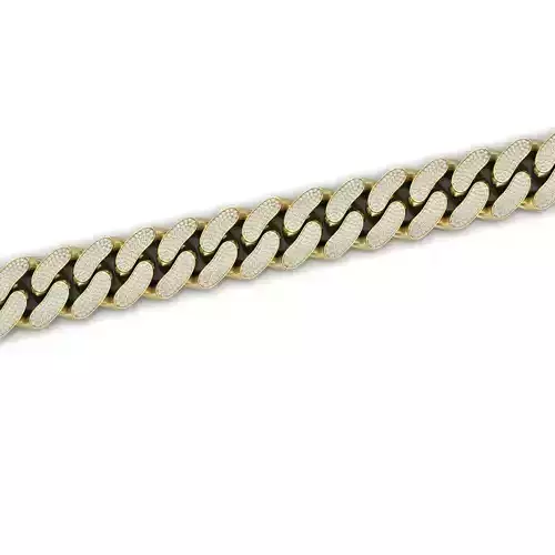 Cuban Chain 4 rows Diamonds Gold Necklace 3D print model