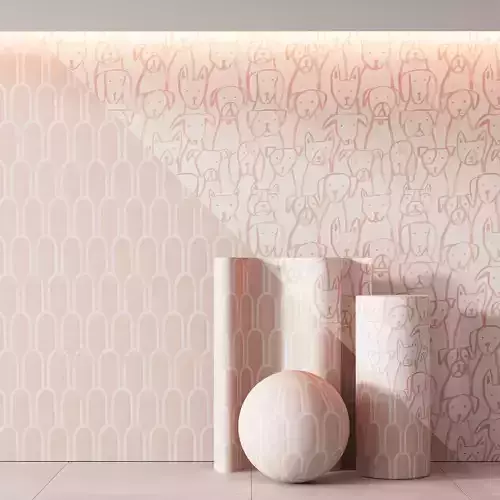 395 CB2 Paper Pink Puppy Pile Kids Wallpaper by Crate kids