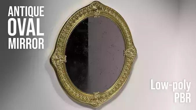 Antique Oval Mirror Low-poly 3D model