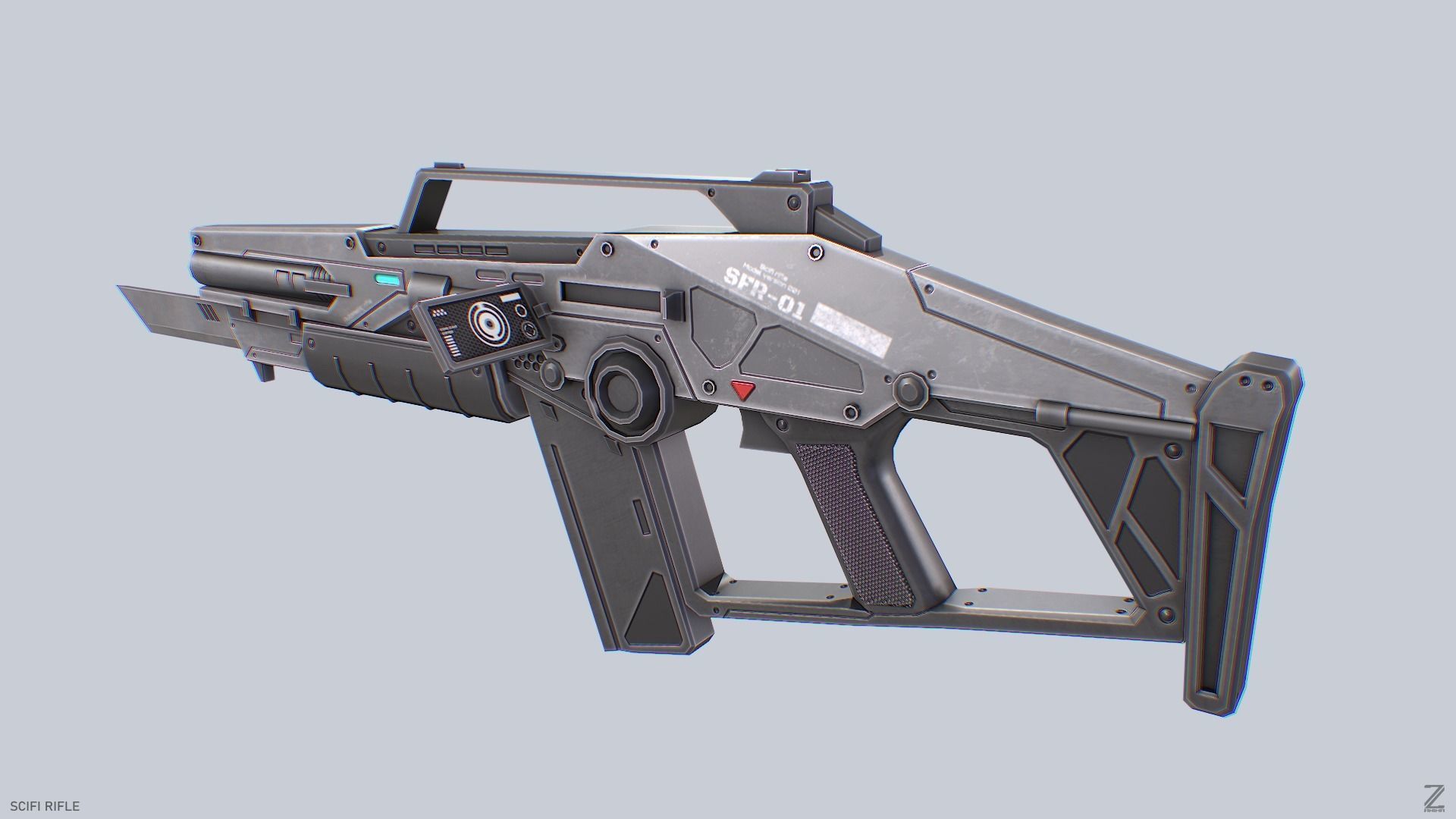Scifi rifle Low-poly 3D model_7