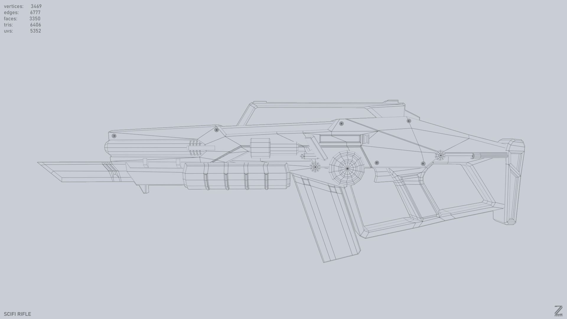 Scifi rifle Low-poly 3D model_9