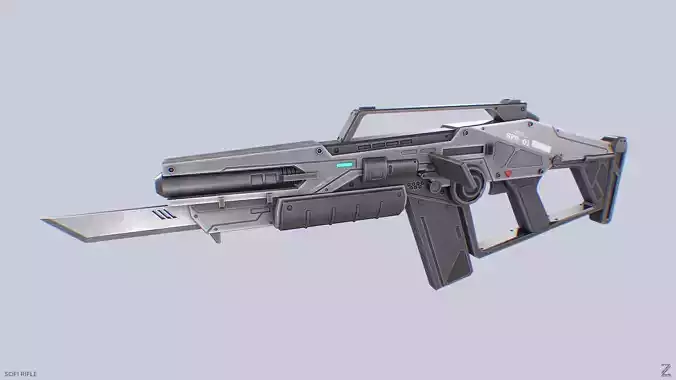 Scifi rifle Low-poly 3D model