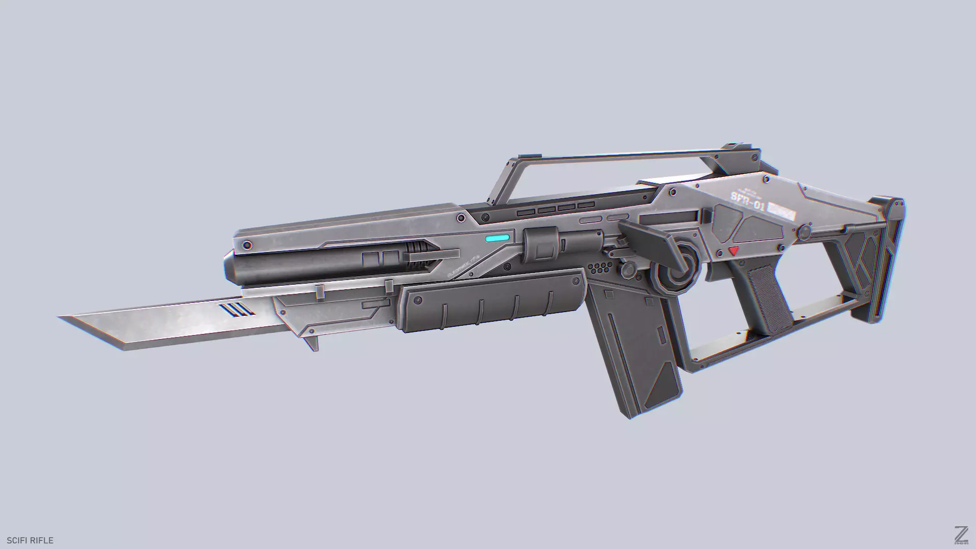 Scifi rifle Low-poly 3D model_0