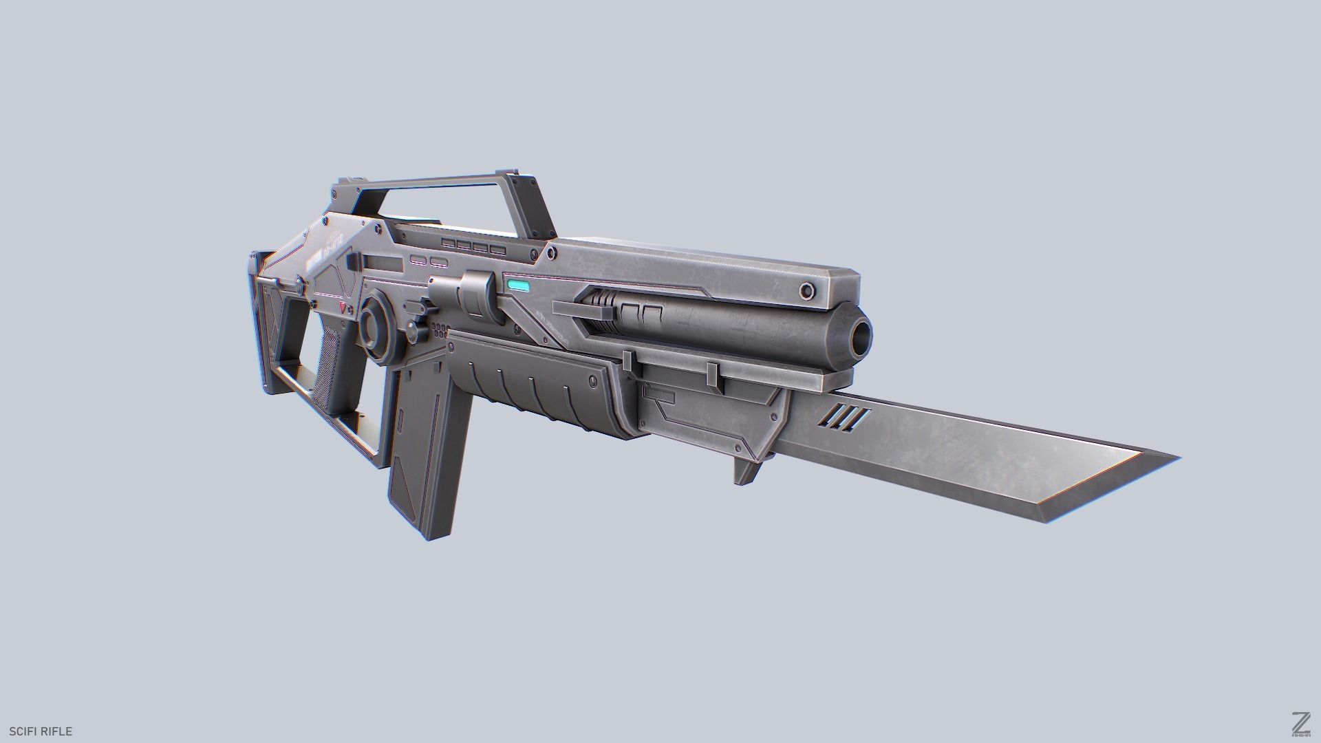Scifi rifle Low-poly 3D model_5