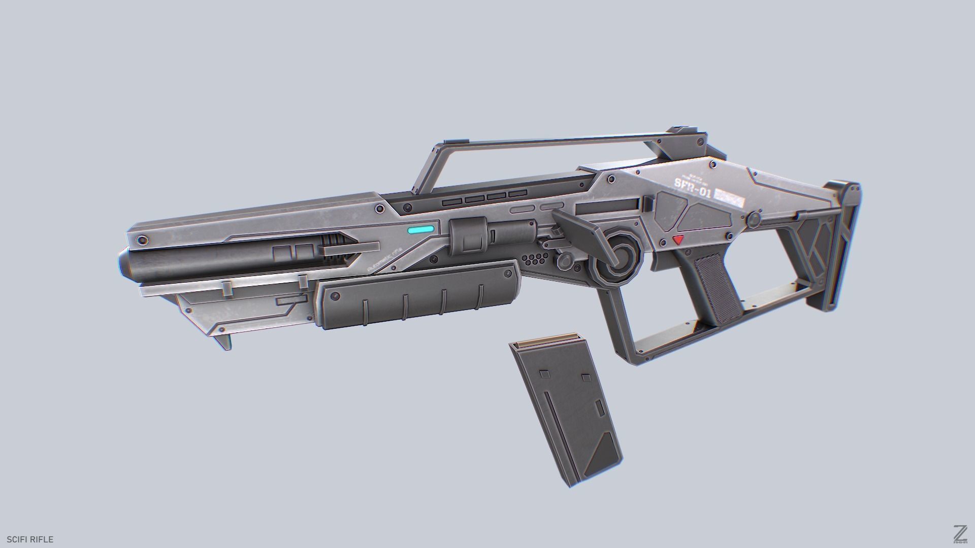 Scifi rifle Low-poly 3D model_2