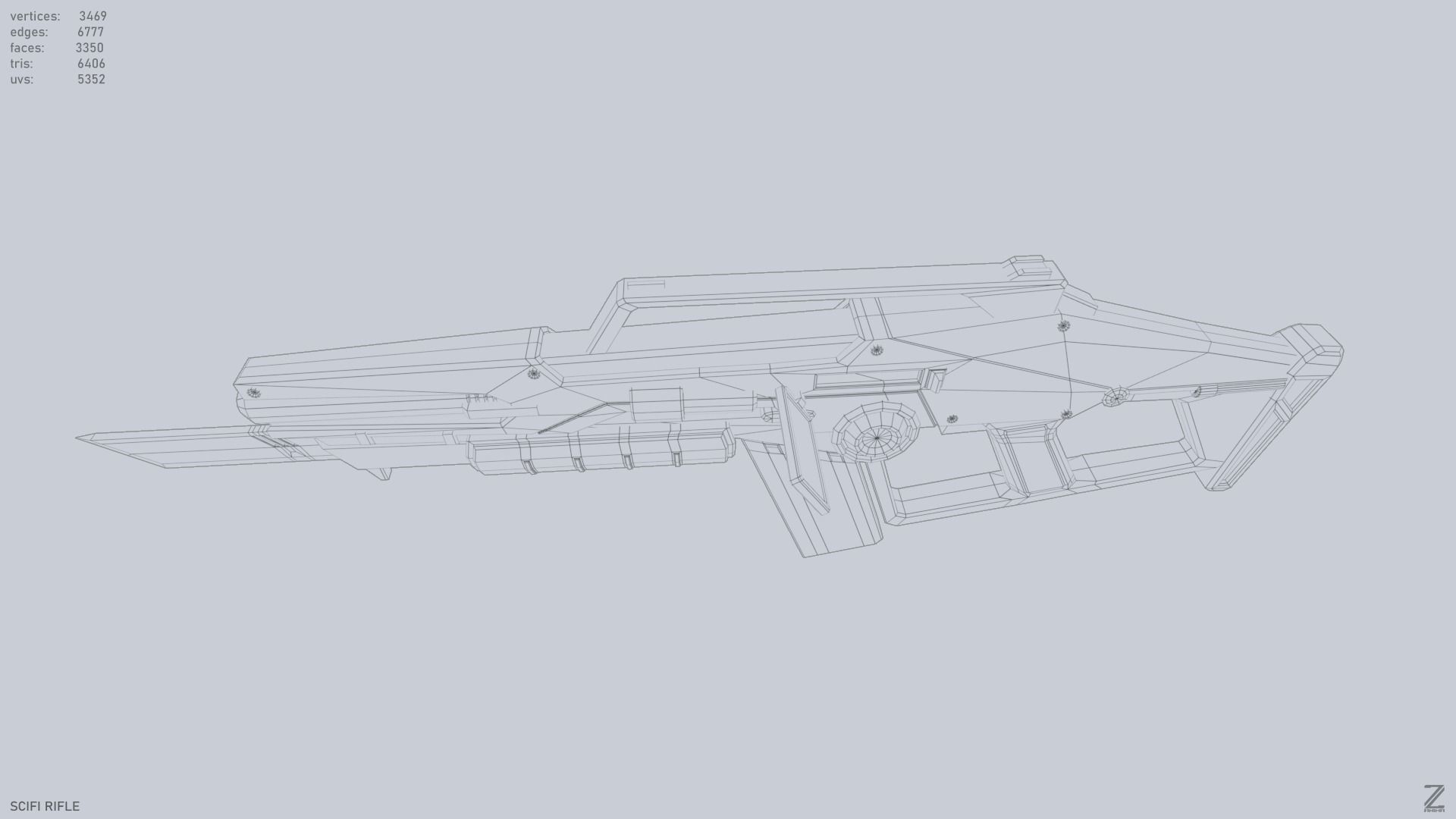 Scifi rifle Low-poly 3D model_12