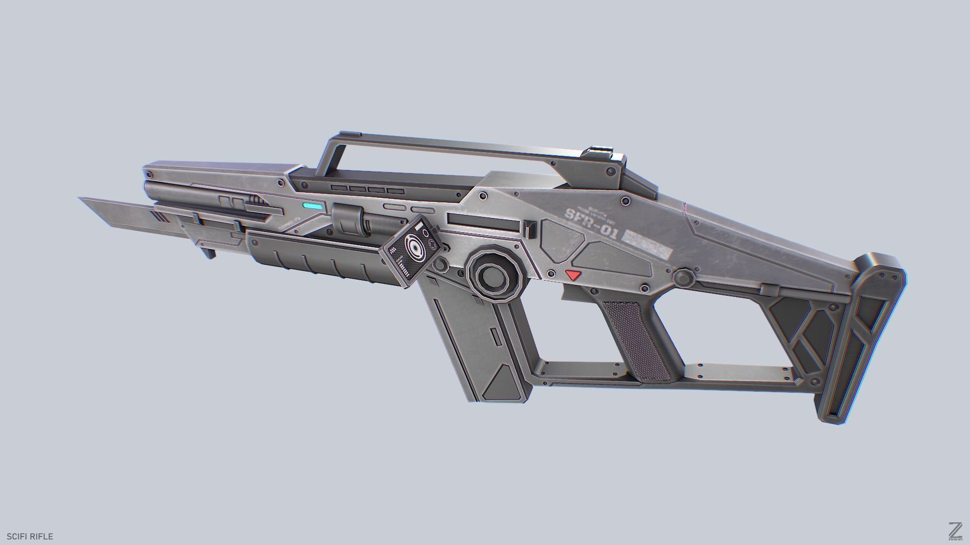 Scifi rifle Low-poly 3D model_4