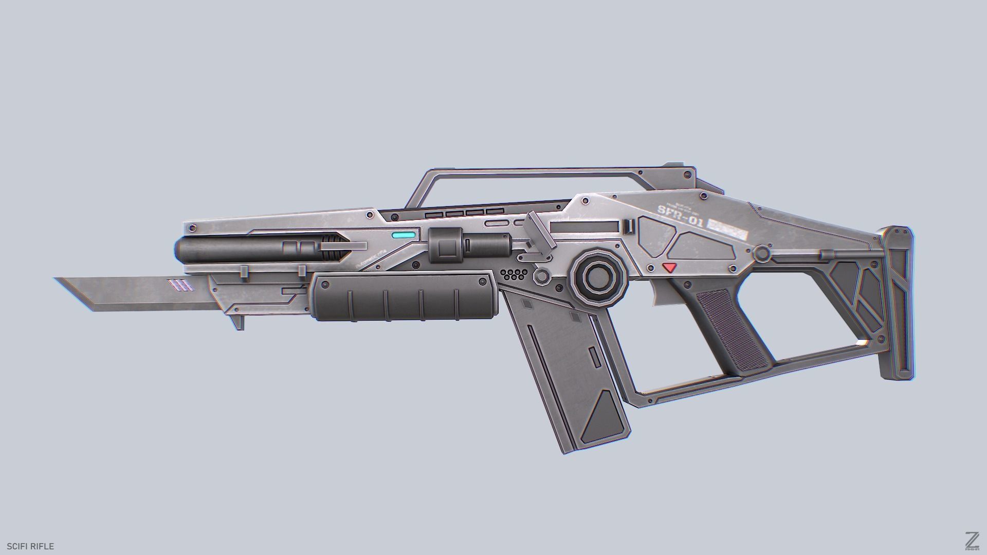 Scifi rifle Low-poly 3D model_8
