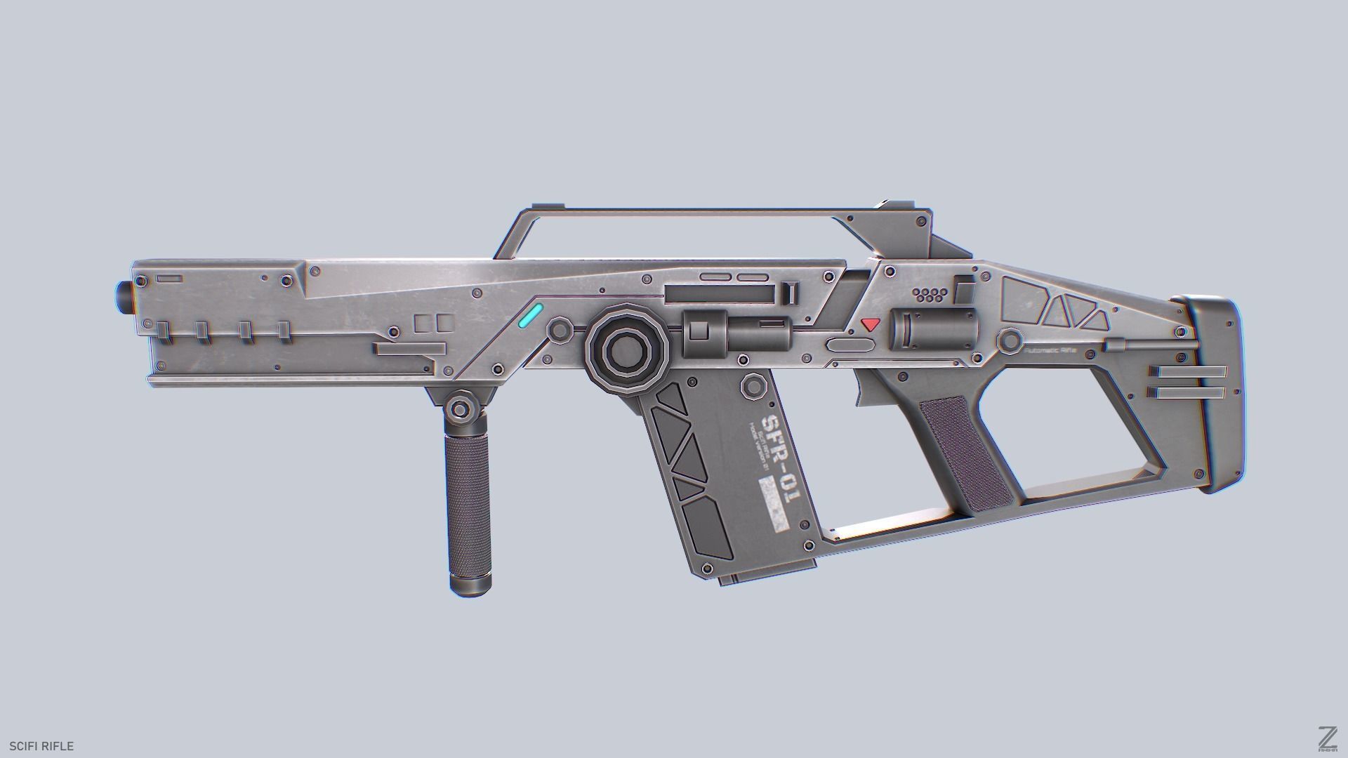 Scifi rifle Low-poly 3D model_2