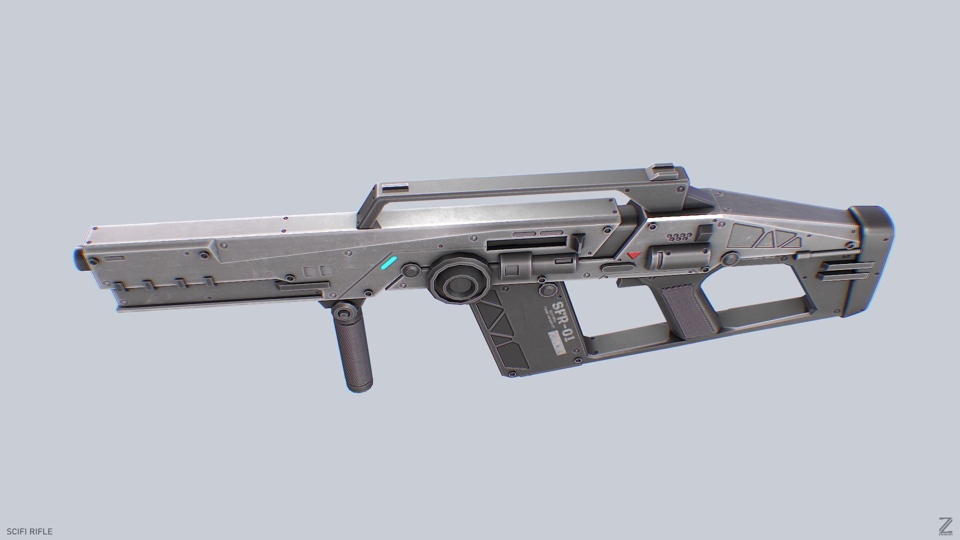 Scifi rifle Low-poly 3D model_4