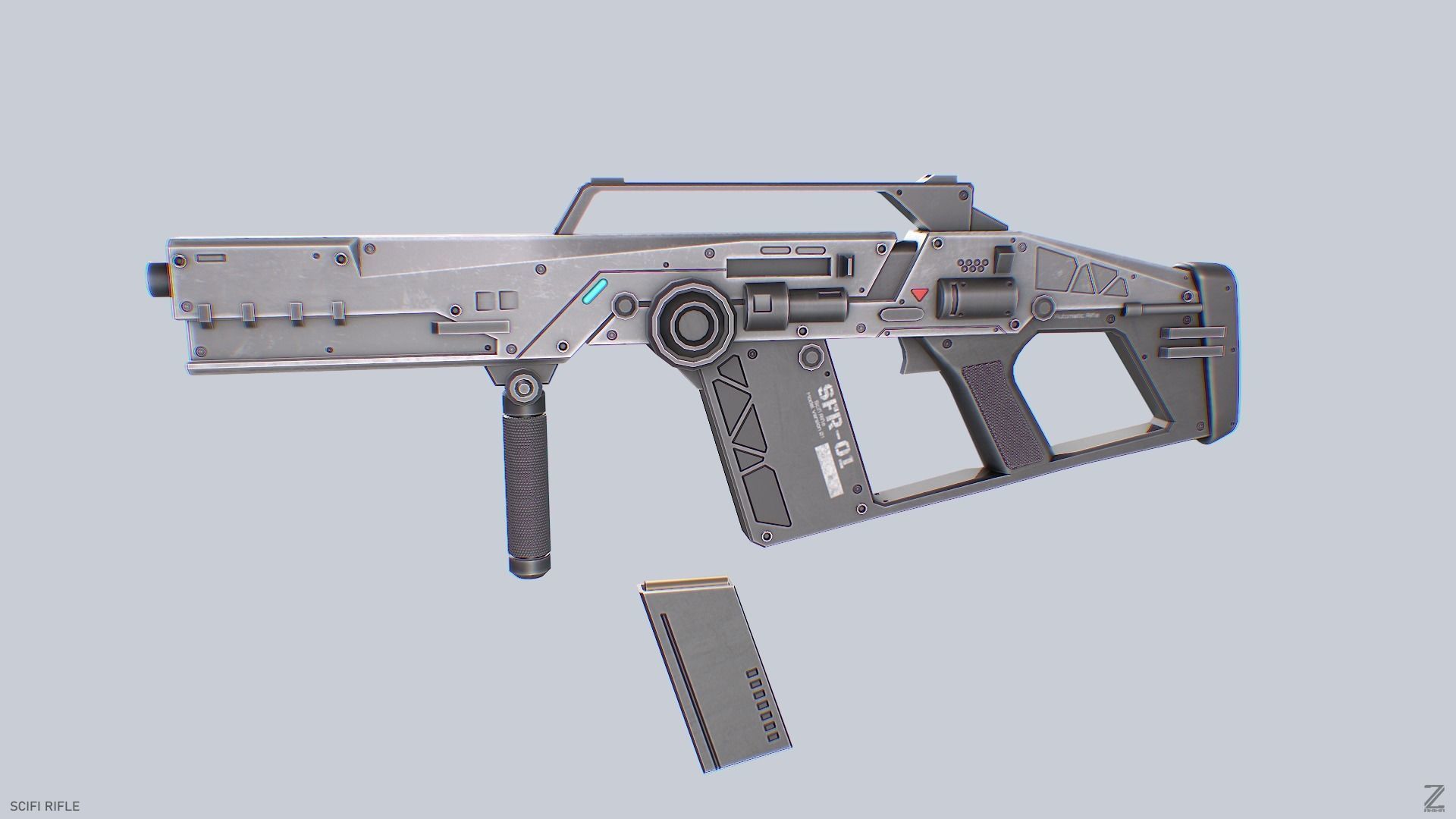 Scifi rifle Low-poly 3D model_7