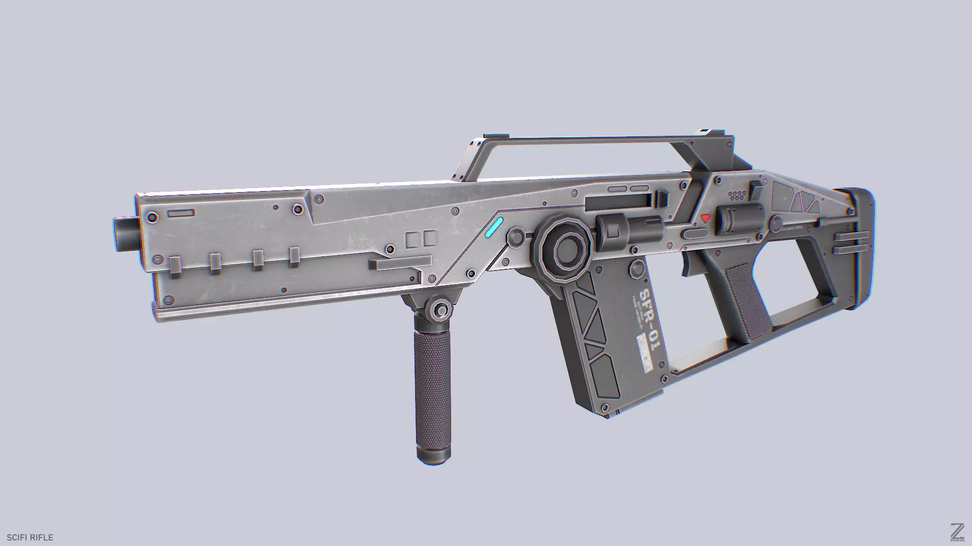 Scifi rifle Low-poly 3D model_0