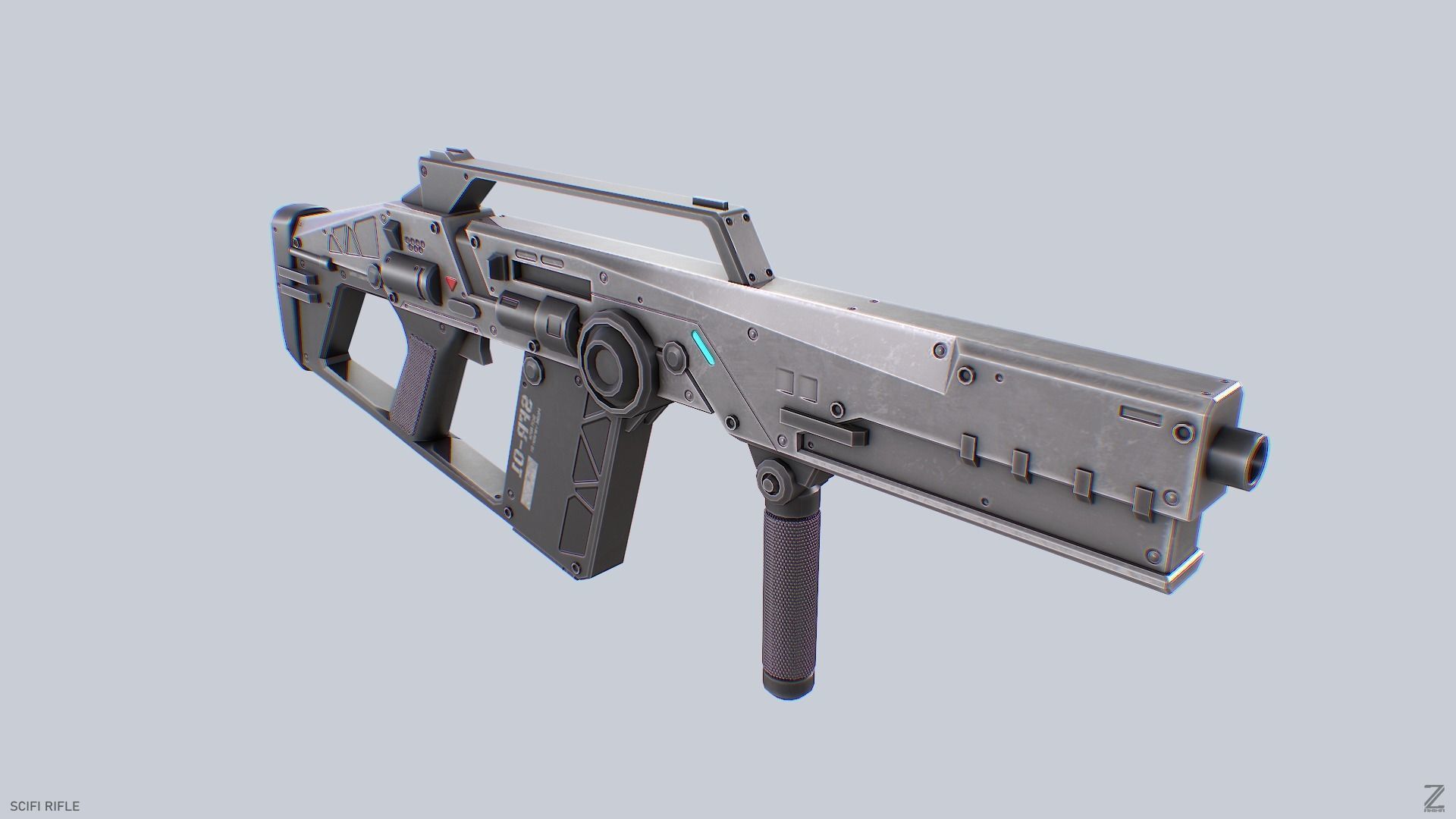 Scifi rifle Low-poly 3D model_5