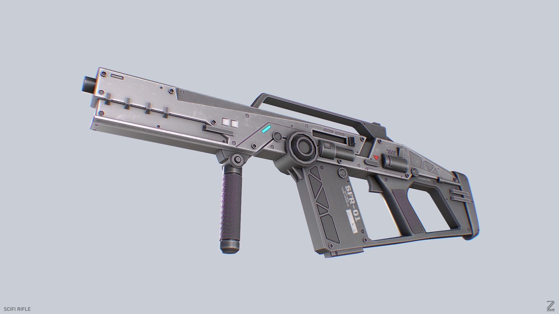 Scifi rifle Low-poly 3D model_8