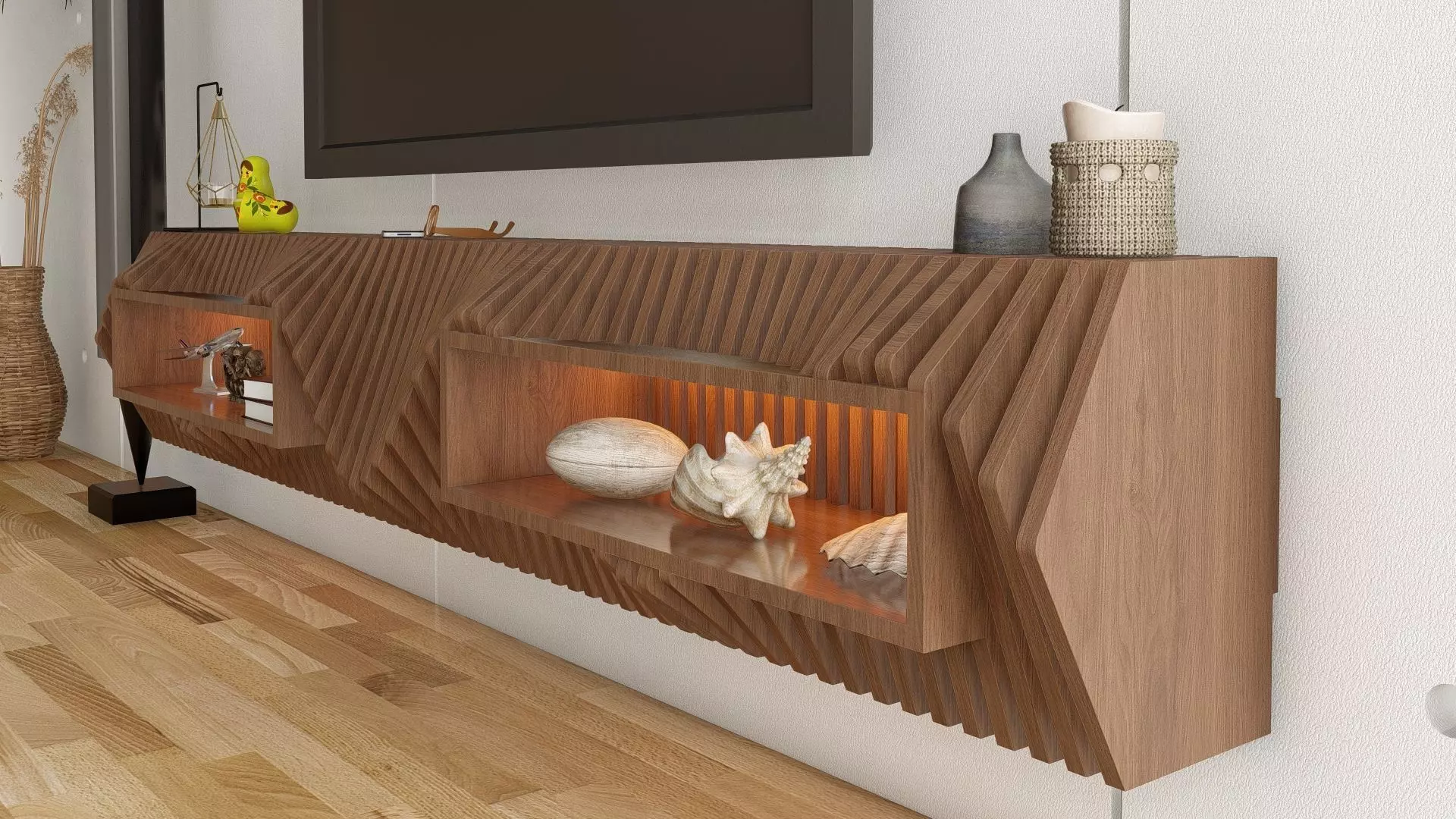 Parametric TV table Low-poly 3D model