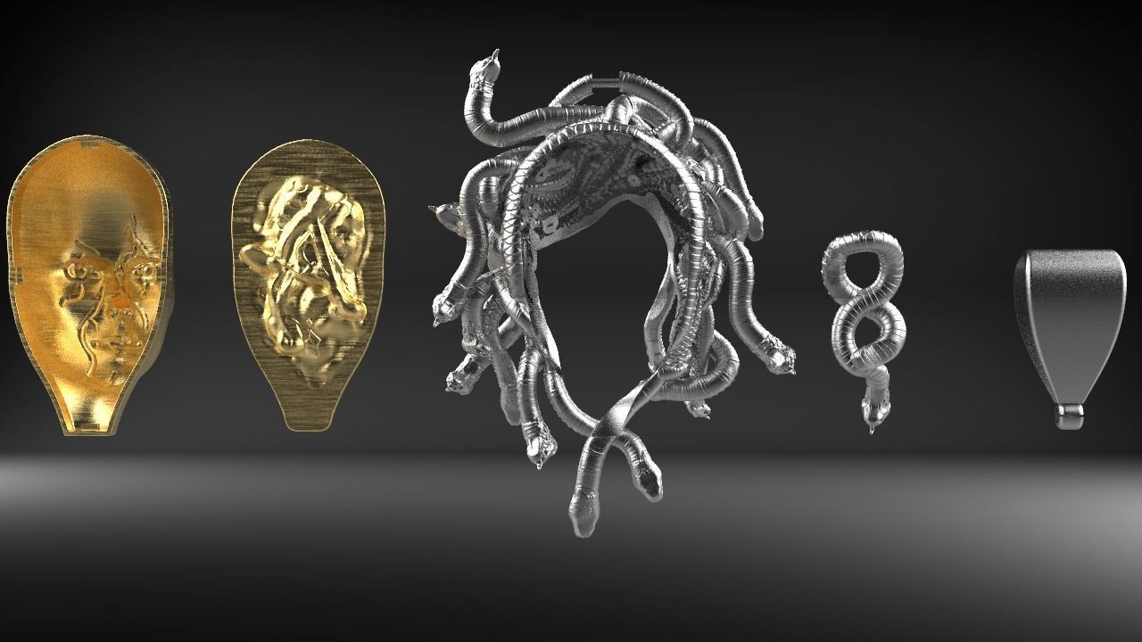Medusa pendant 3D print model_10