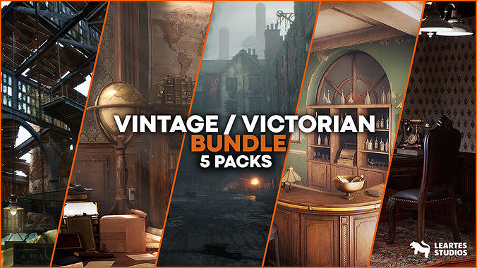 Vintage Victorian Environments Mega Bundle 5 Packs Low-poly 3D model 2
