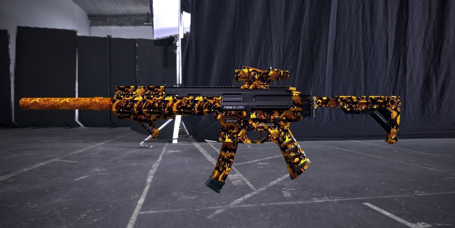 SP SABER SMG Golden Dragon Skin Low-poly 3D model_1