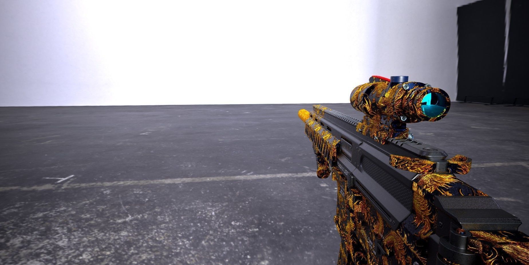 SP SABER SMG Golden Dragon Skin Low-poly 3D model_5