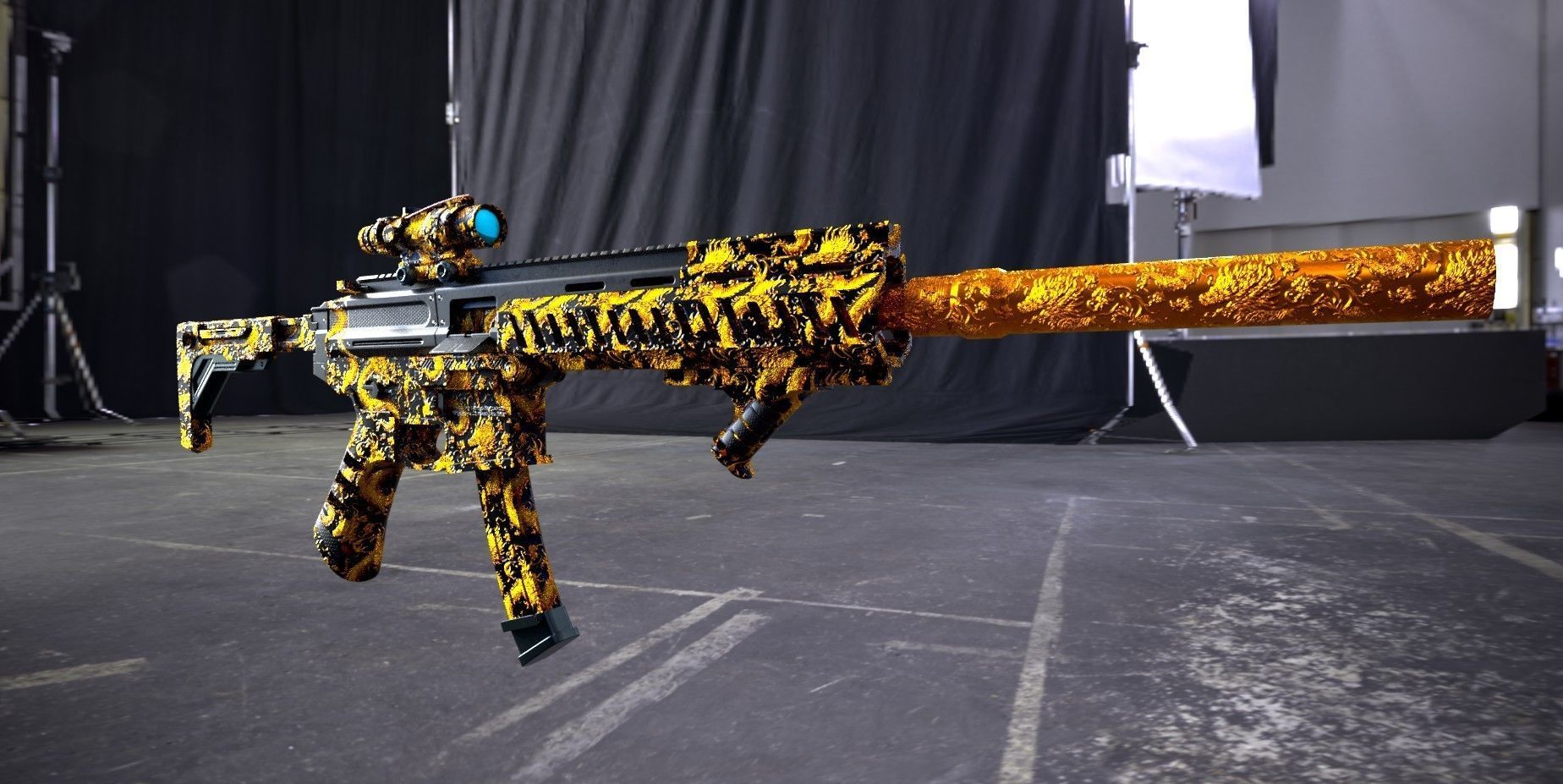 SP SABER SMG Golden Dragon Skin Low-poly 3D model_3