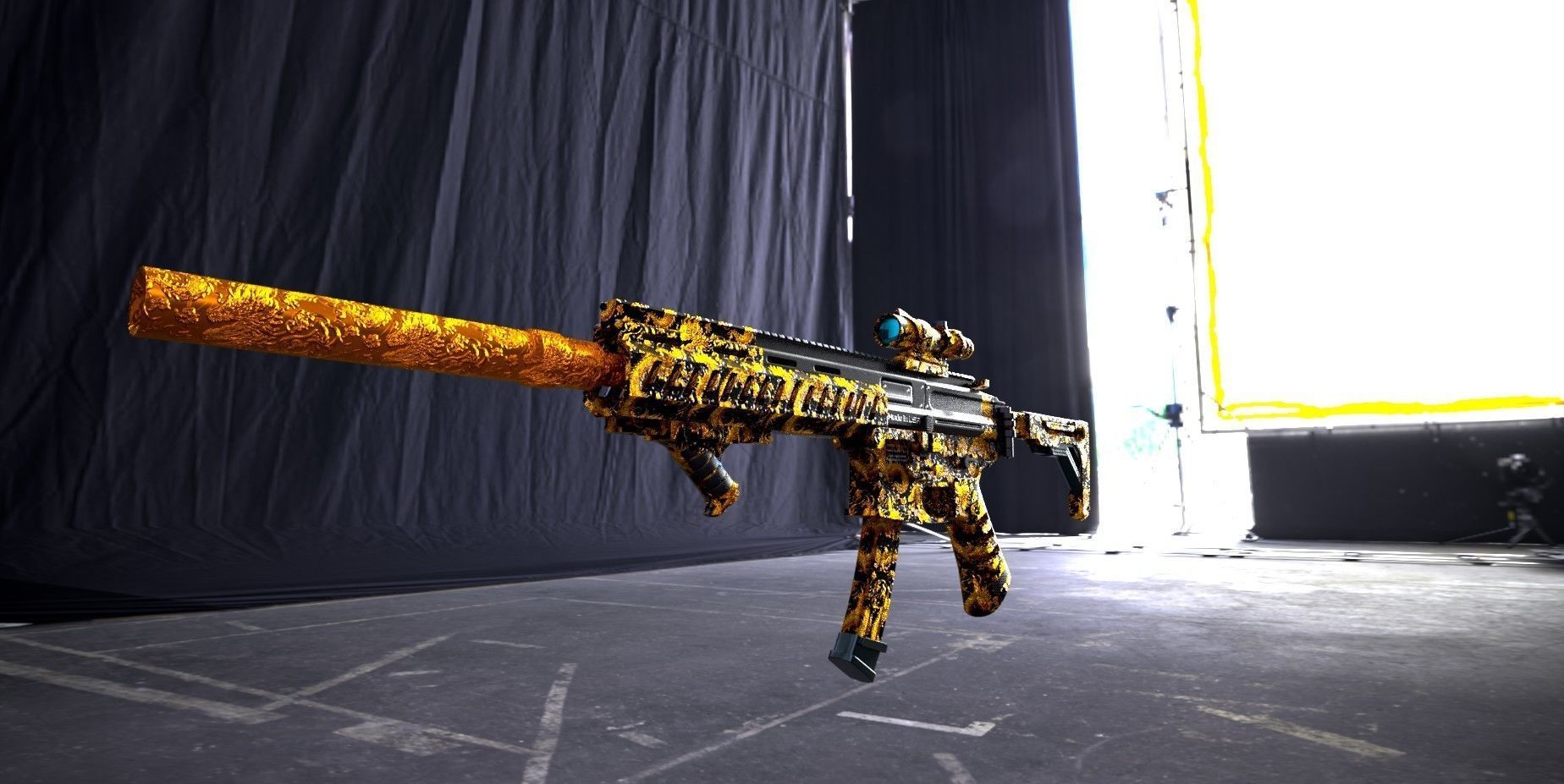 SP SABER SMG Golden Dragon Skin Low-poly 3D model_4