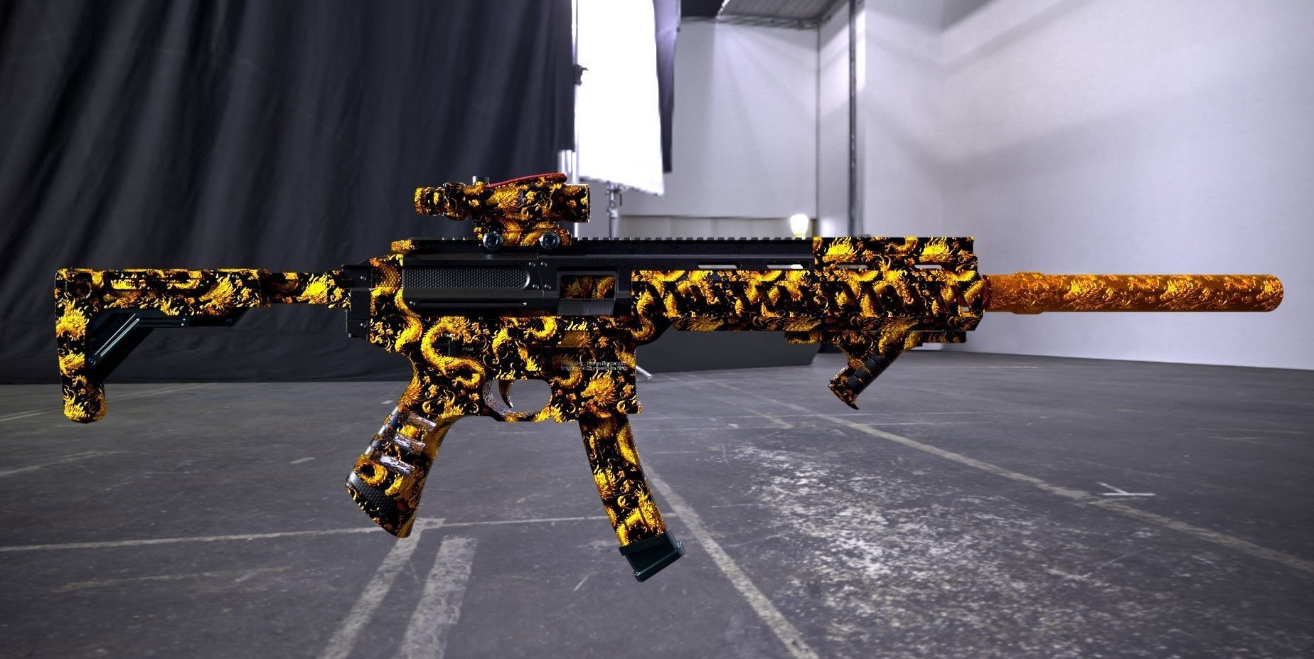 SP SABER SMG Golden Dragon Skin Low-poly 3D model_2