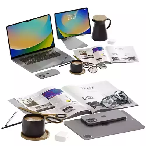 Decorative set on the desktop 3D model