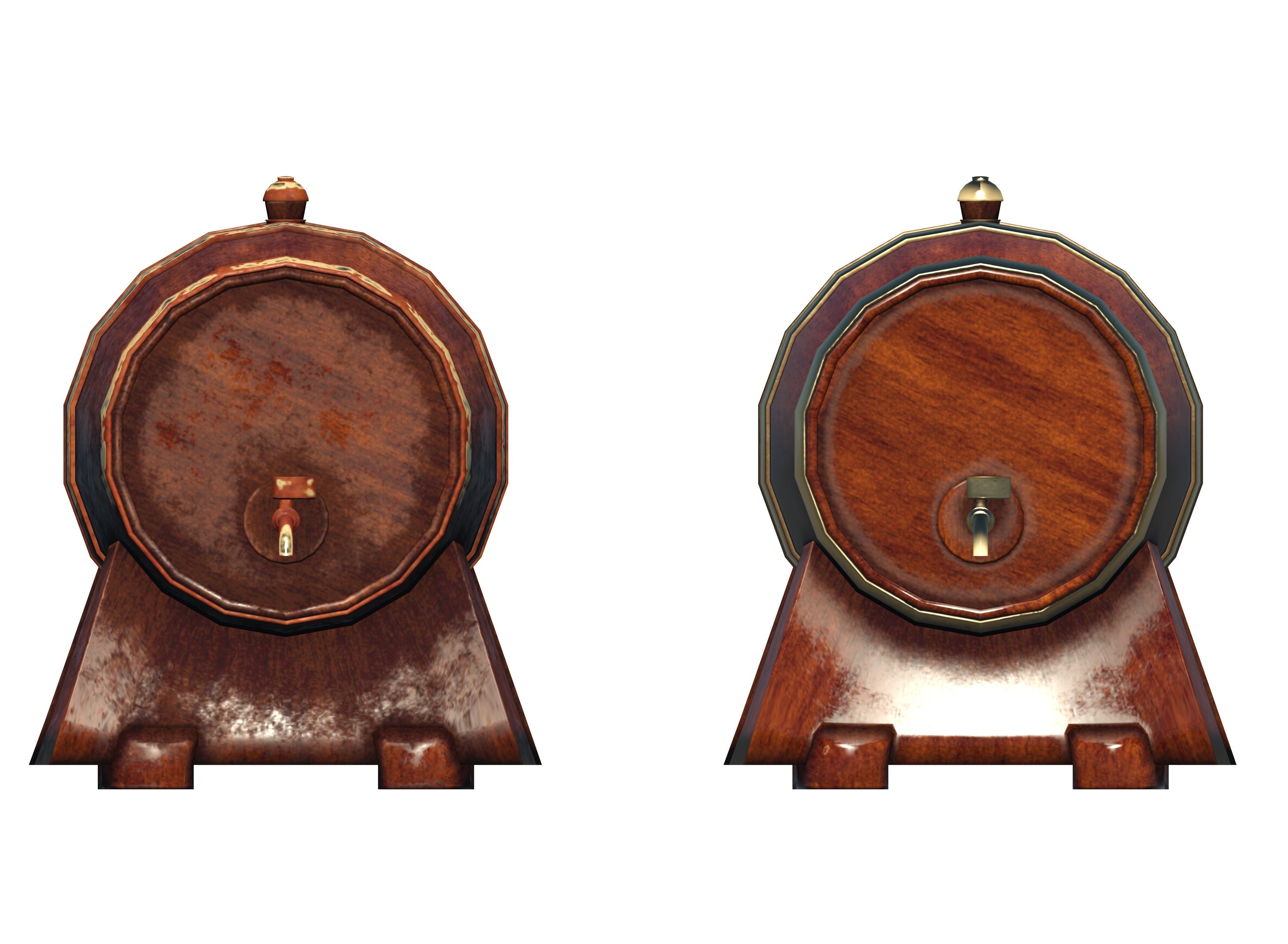 Wooden barrel with tap Low-poly 3D model_10