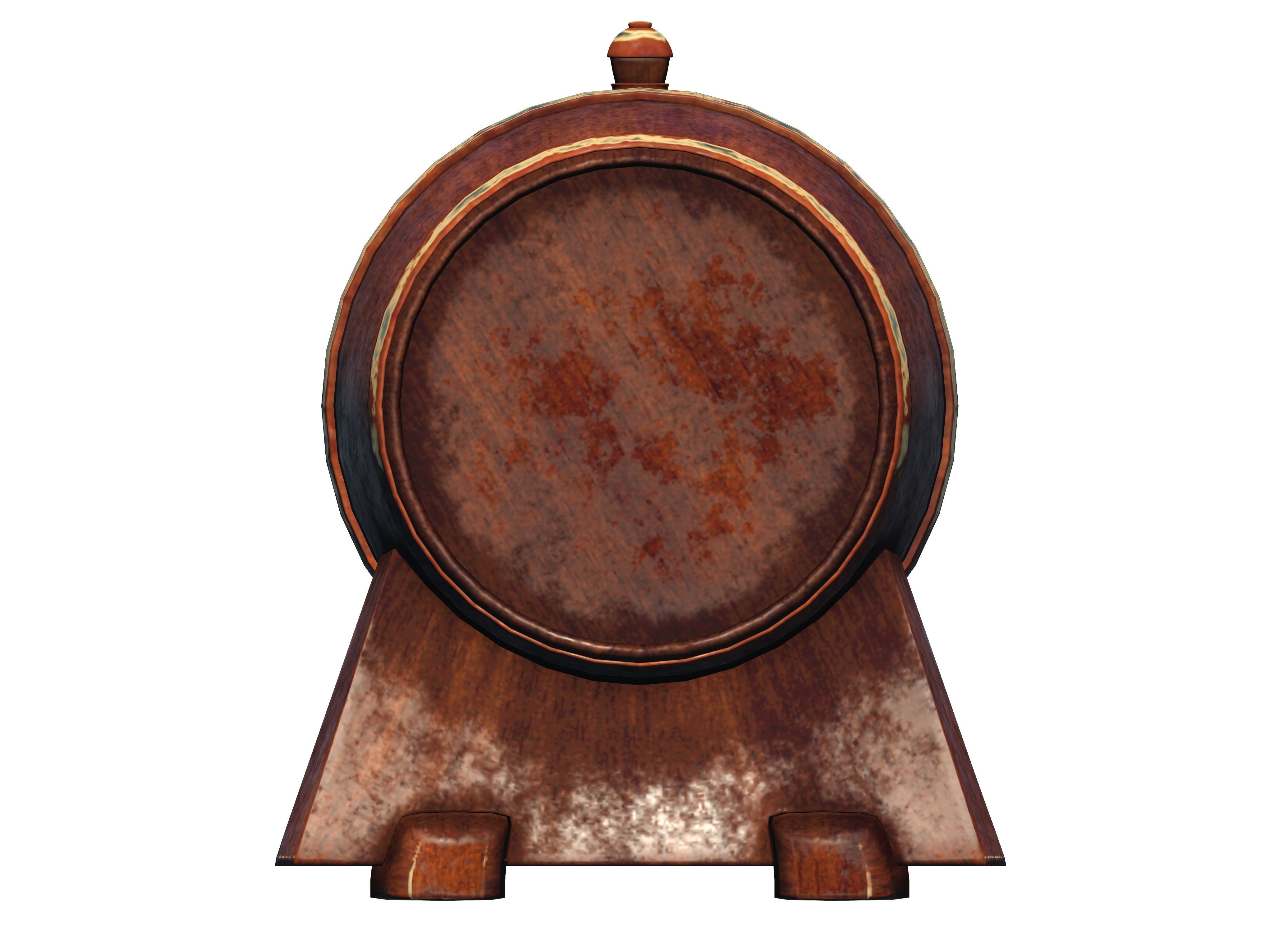 Wooden barrel with tap Low-poly 3D model_19