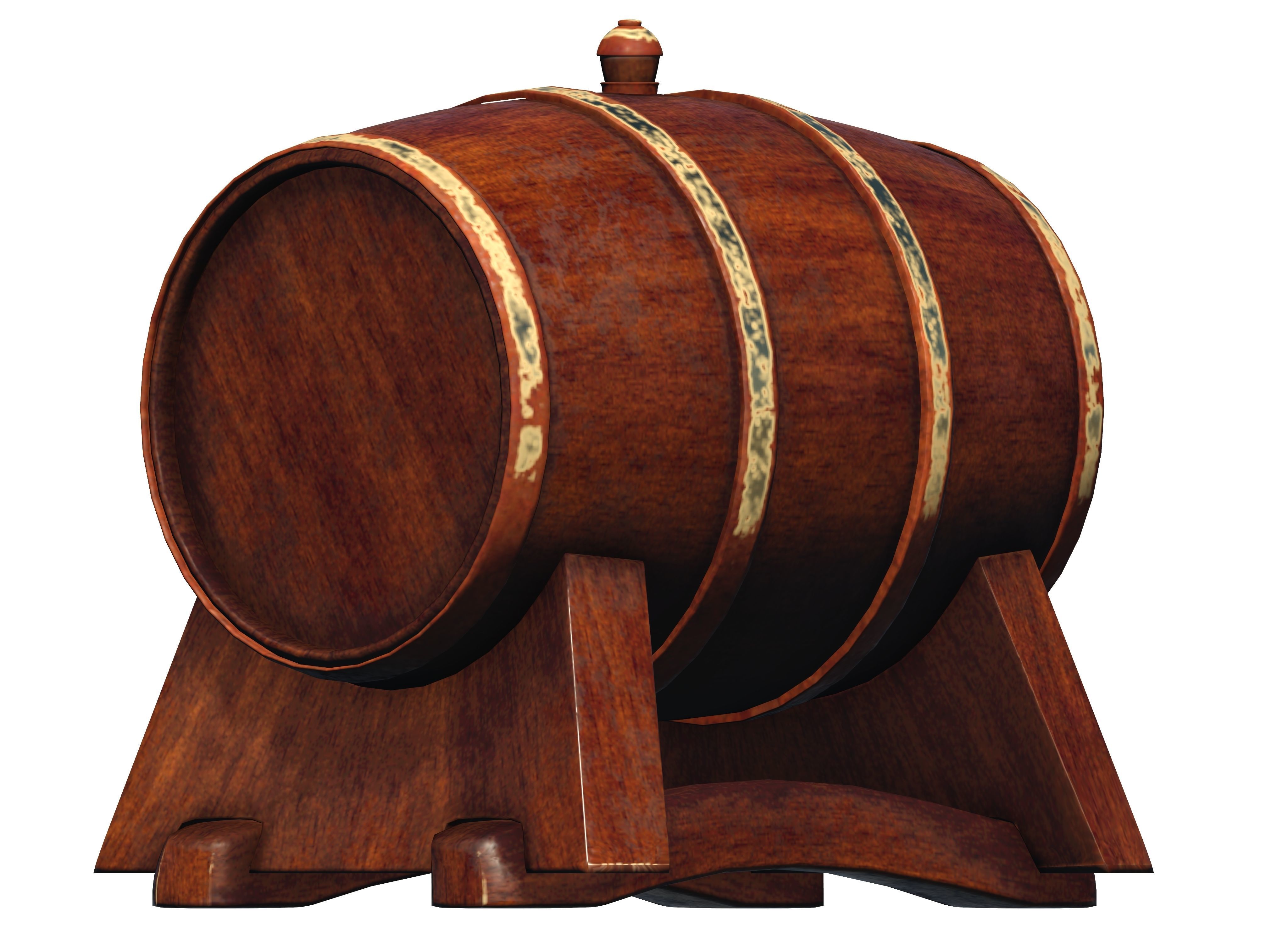 Wooden barrel with tap Low-poly 3D model_13