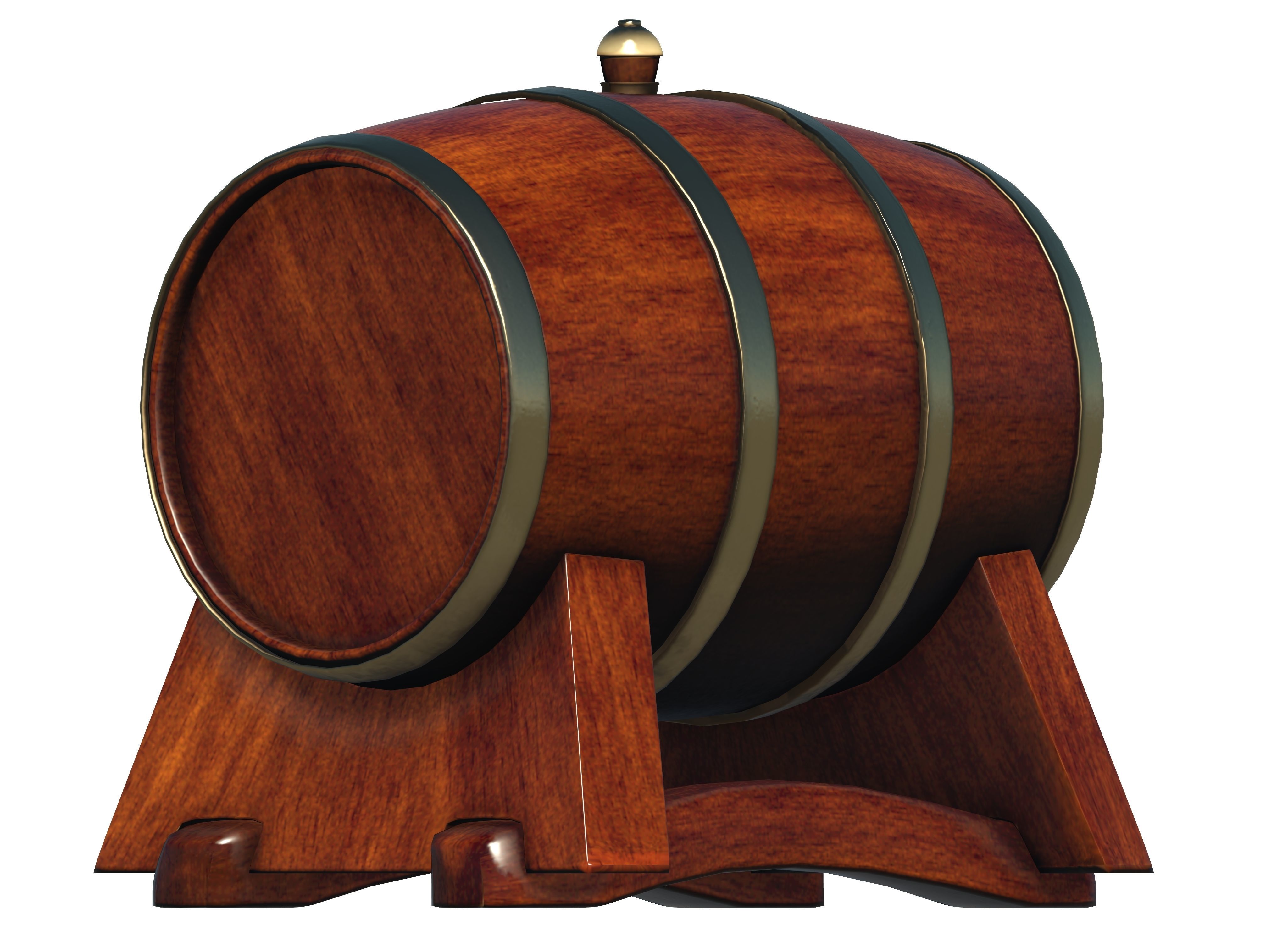 Wooden barrel with tap Low-poly 3D model_12
