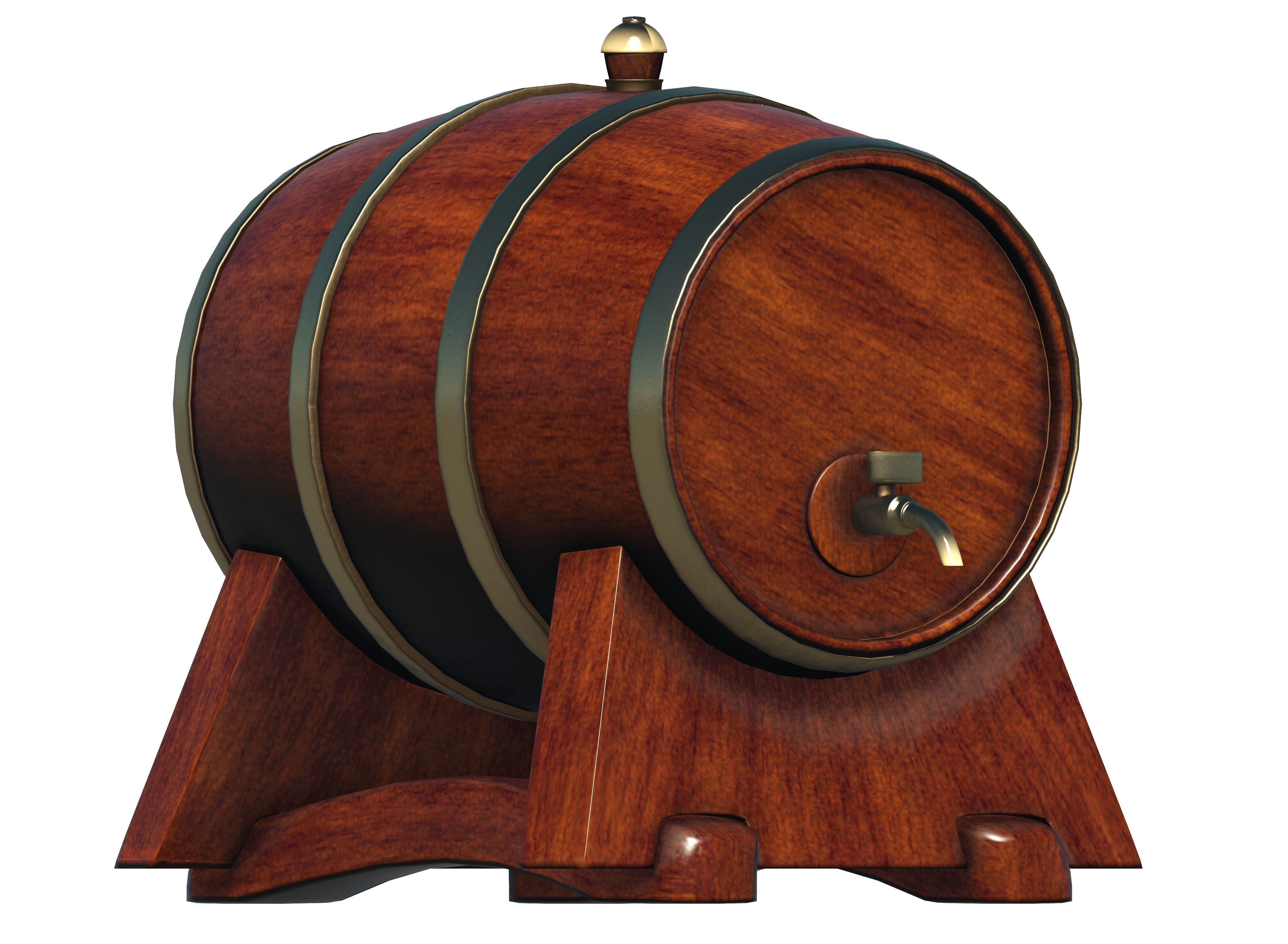 Wooden barrel with tap Low-poly 3D model_14