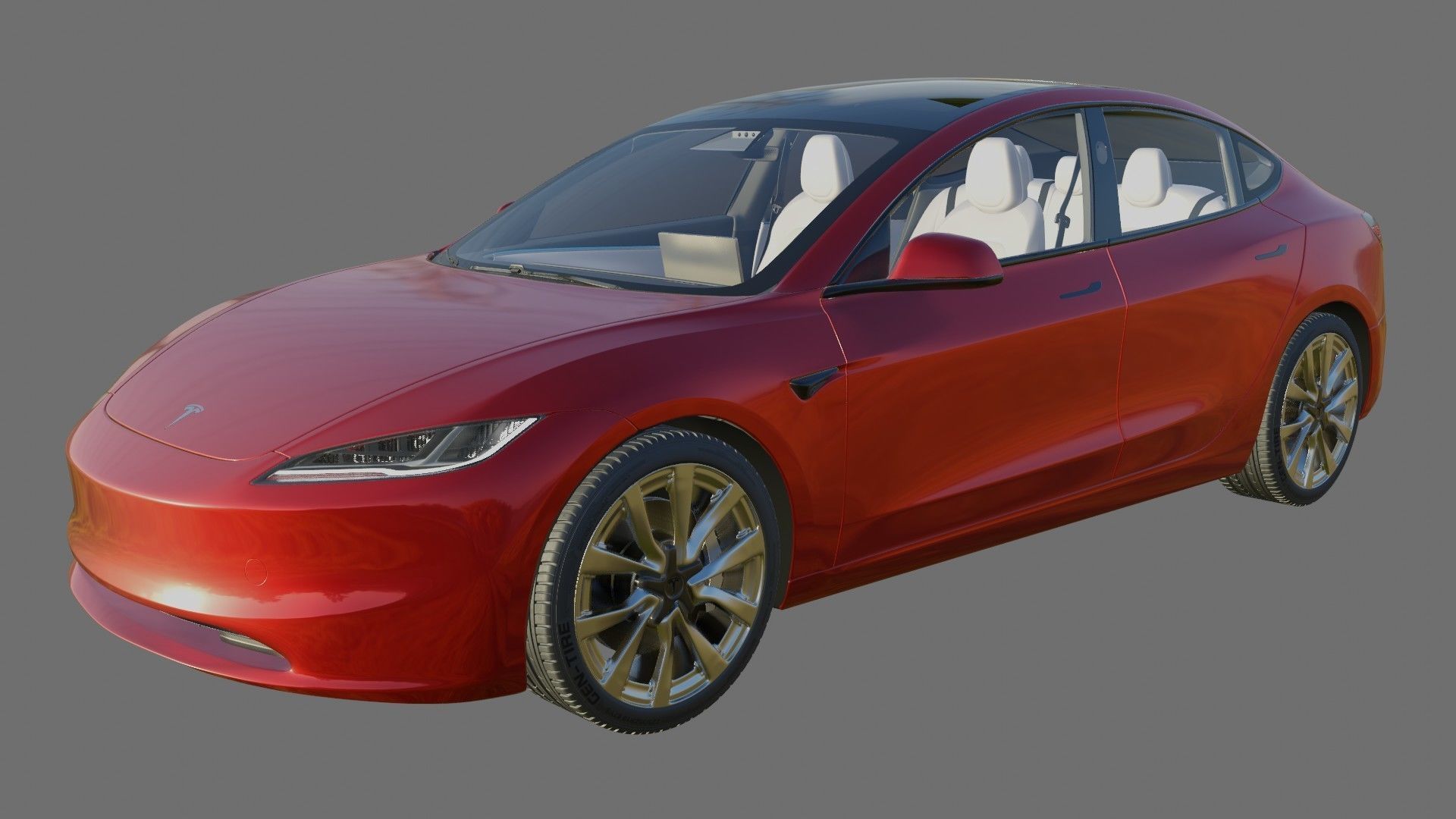 Tesla Model 3 2024 with interior 3D model_15