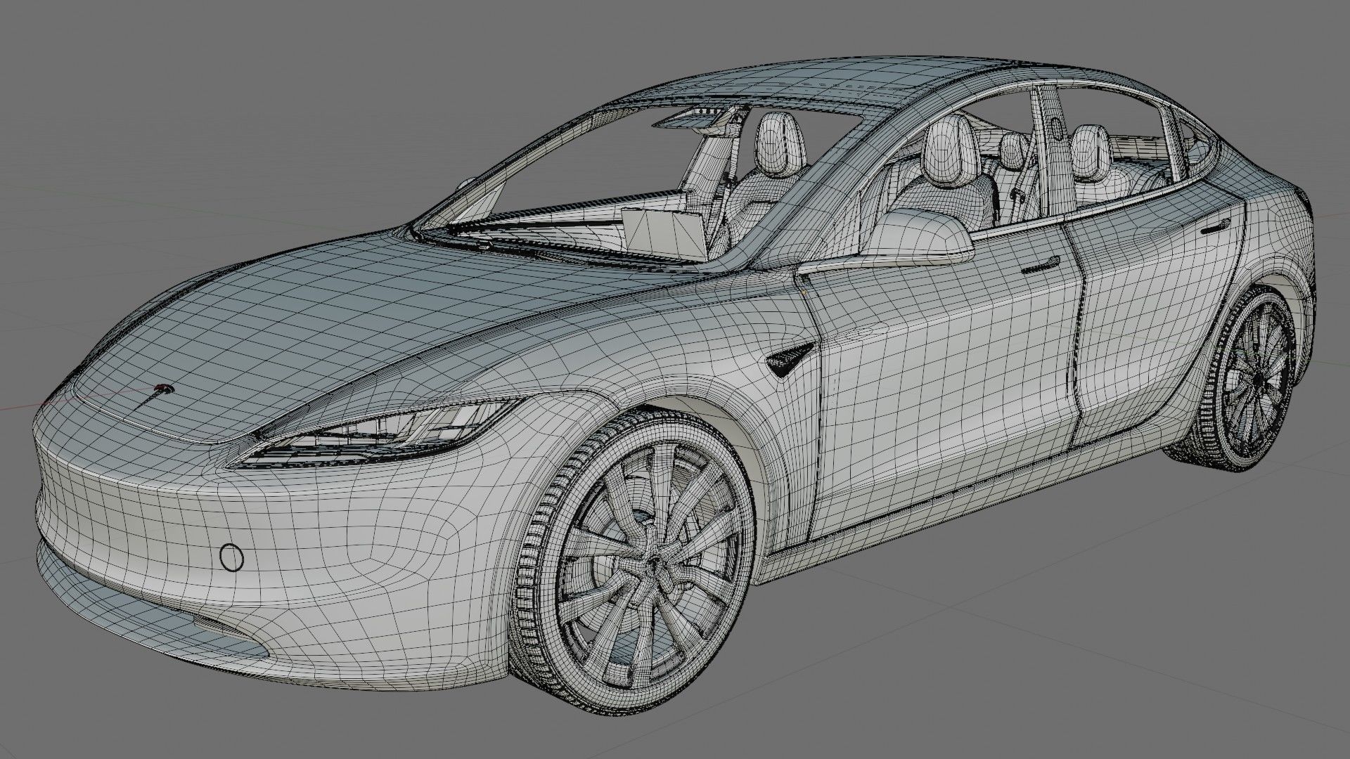 Tesla Model 3 2024 with interior 3D model_19