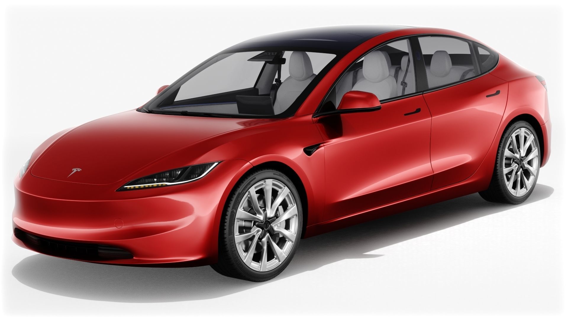 Tesla Model 3 2024 with interior 3D model_1