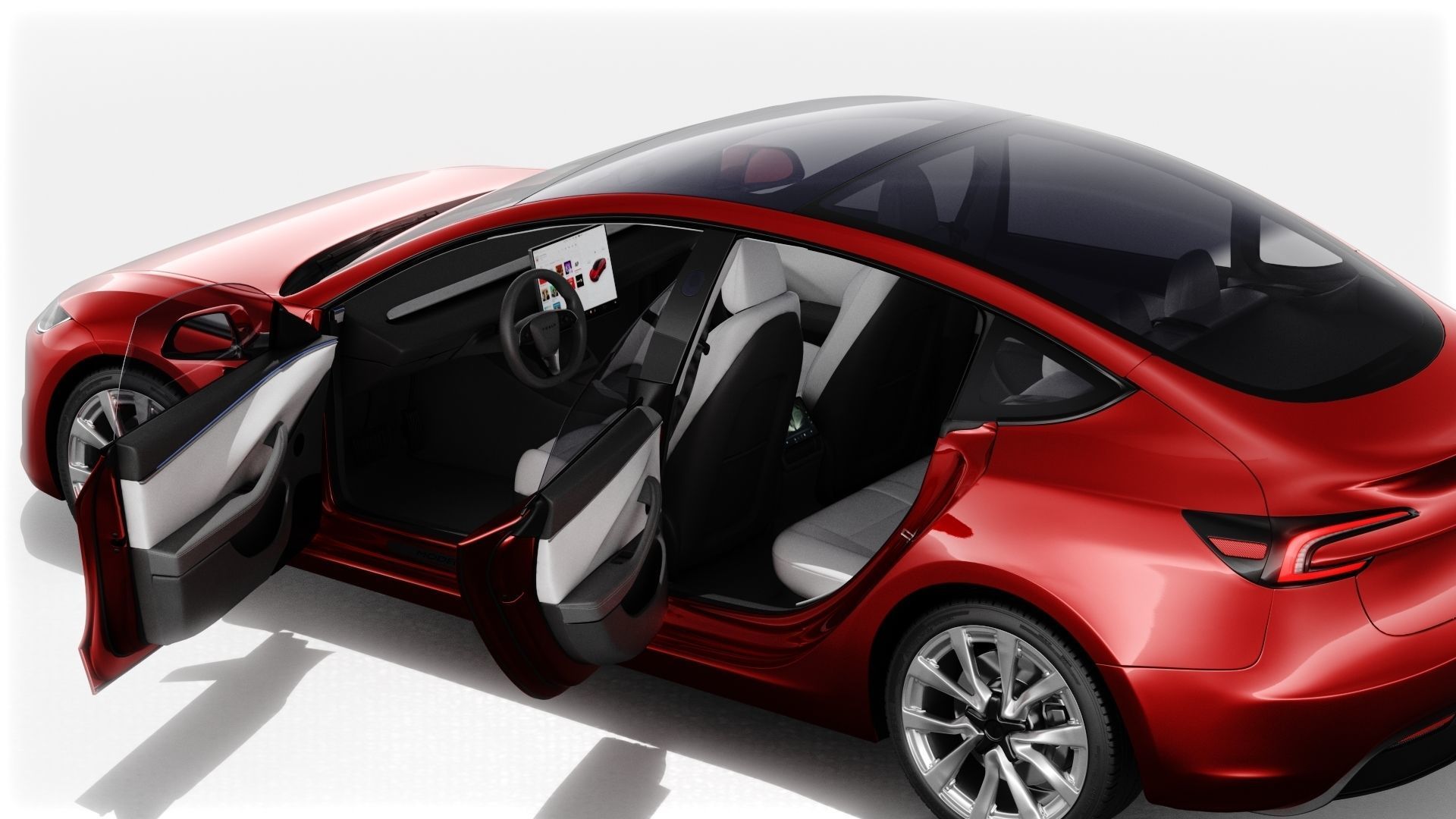 Tesla Model 3 2024 with interior 3D model_2