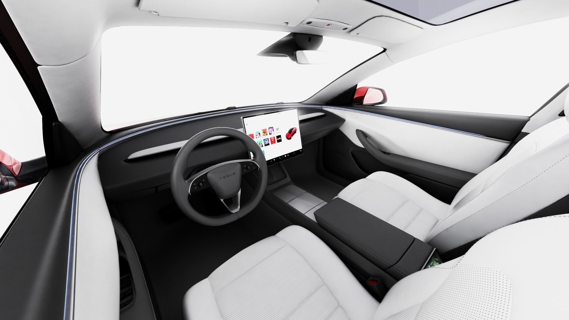 Tesla Model 3 2024 with interior 3D model_11