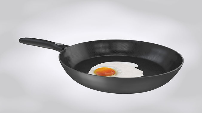 Pan with Fried Egg Low-poly 3D model 5