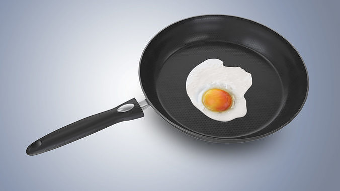 Pan with Fried Egg Low-poly 3D model 2
