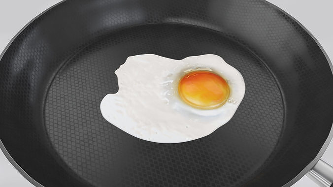 Pan with Fried Egg Low-poly 3D model 7