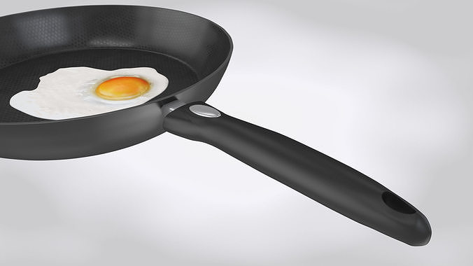 Pan with Fried Egg Low-poly 3D model 6